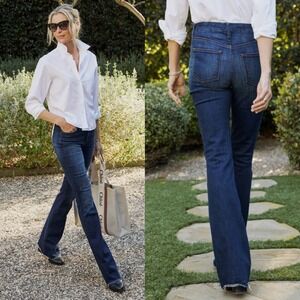Frank Eileen Flannigan Flare Jeans‎ Size 28 Dark Wash Raw Hem